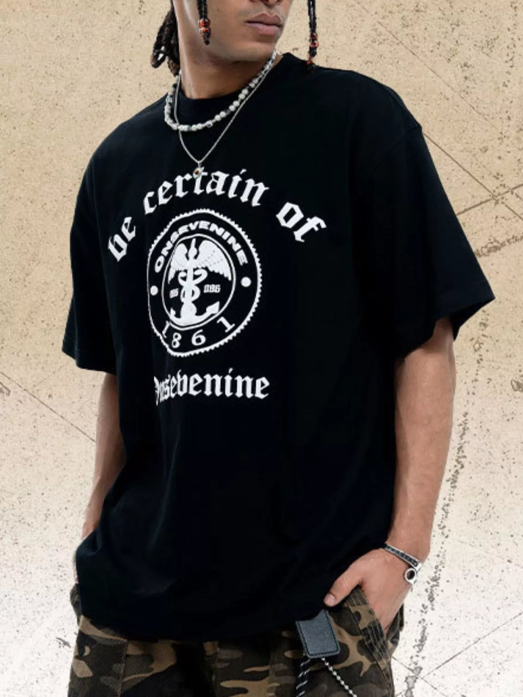 Men's Graphic Round Neck Oversized T-Shirt by Trendsi