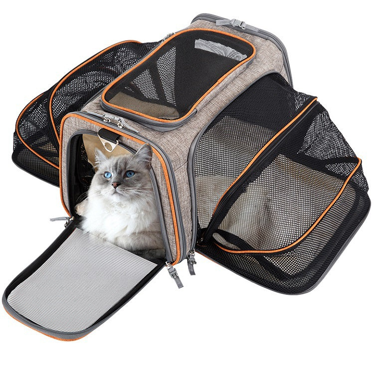 Carrier For Cat Pet Airline Approved Expandable Foldable Soft Dog Carrier Opened Doors Reflective Tapes Cat Travel Bag by DC-THE CEO