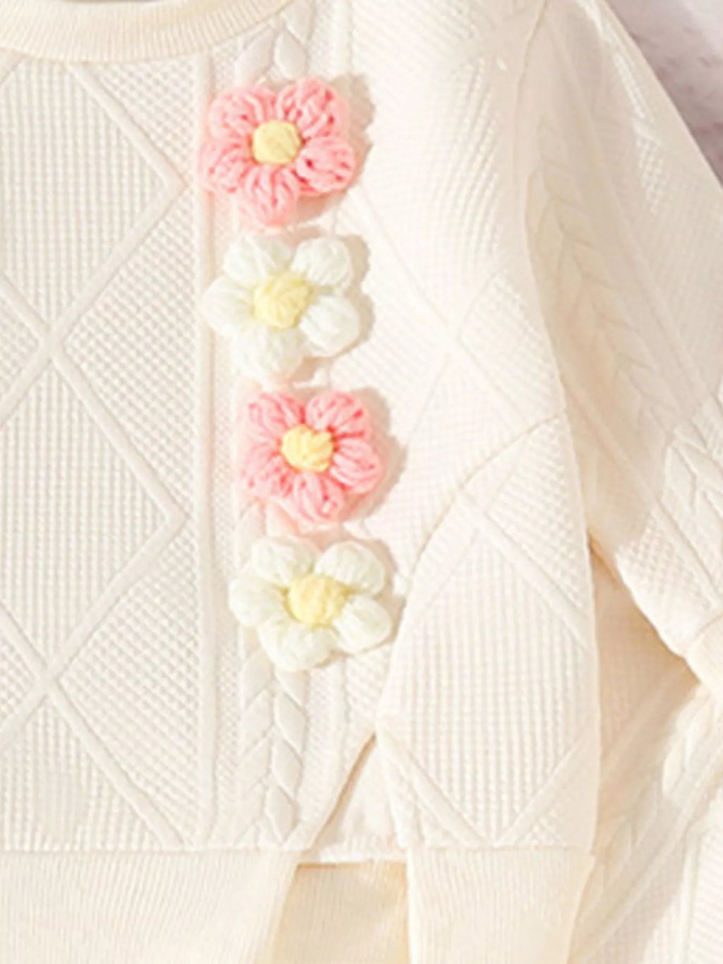 Children's Flower Textured Top and Pants Set by Trendsi