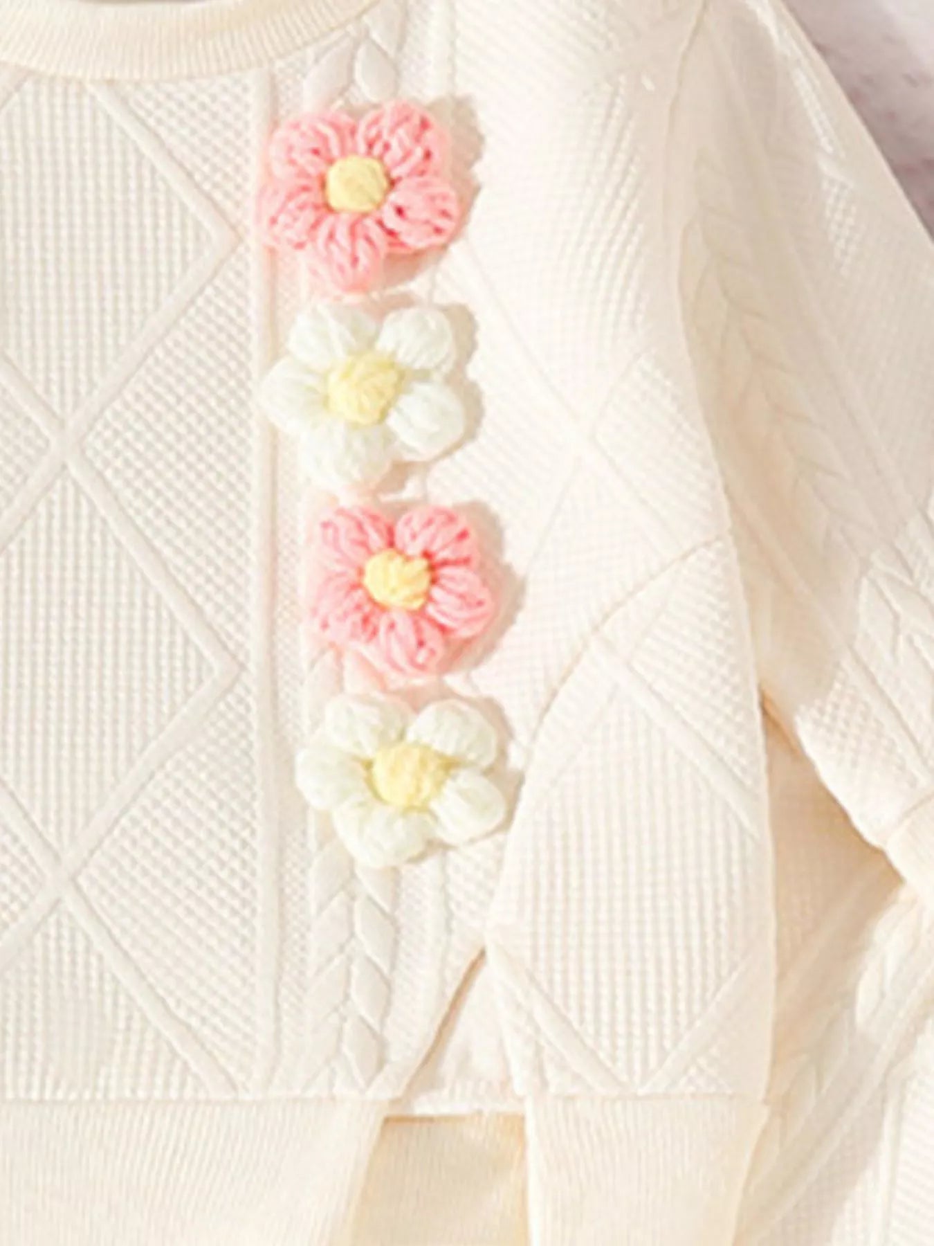 Children's Flower Textured Top and Pants Set by Trendsi