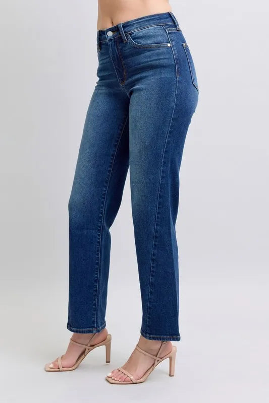 Judy Blue Full Size Side Seam Detail Straight Jeans with Pockets by Trendsi