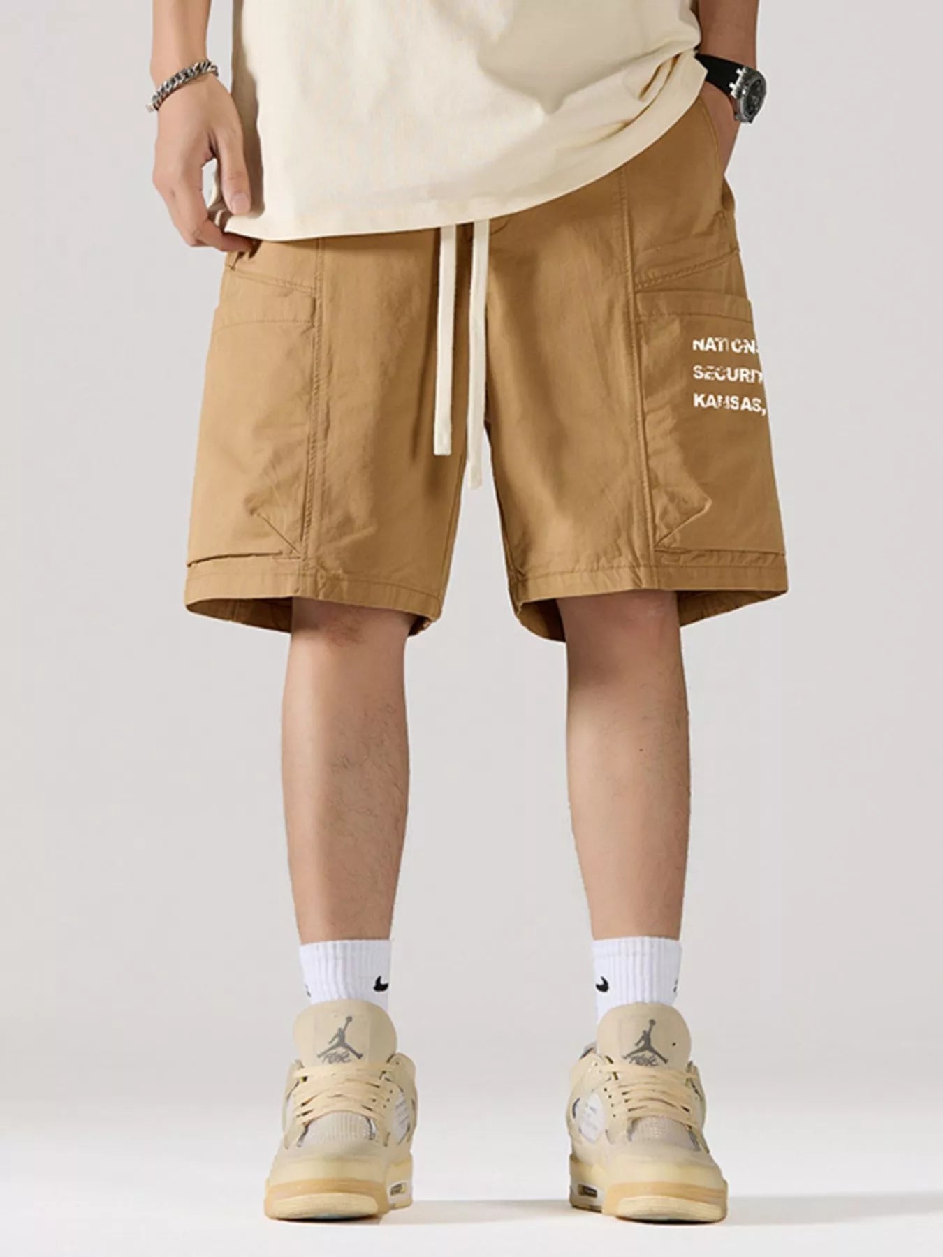 Men's Full Size Casual Cargo Shorts with Drawstring Plus Size by Trendsi