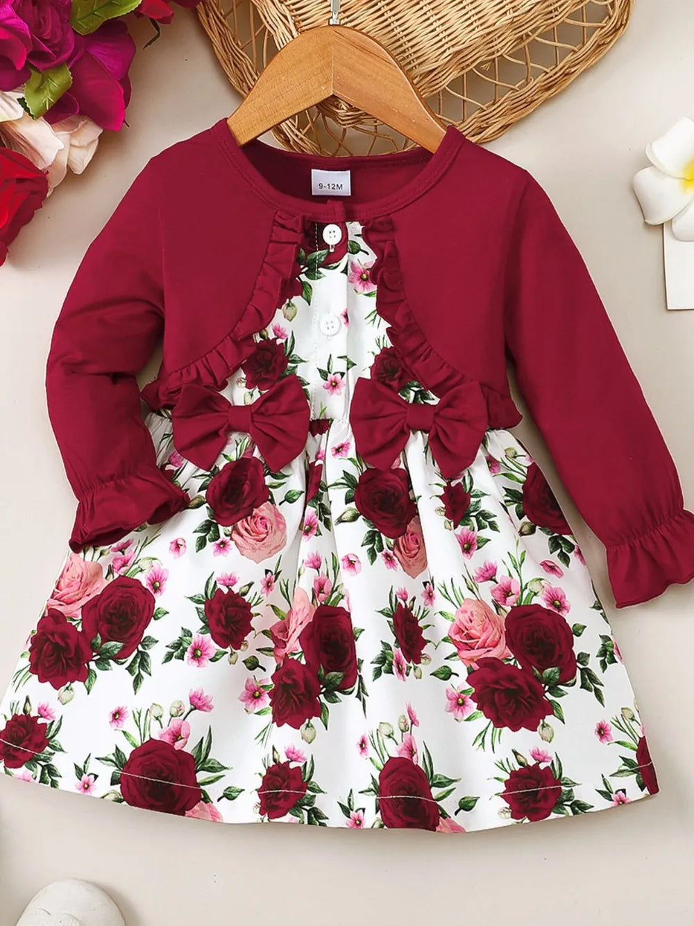 Frill Floral Round Neck Flounce Sleeve Dress by Trendsi