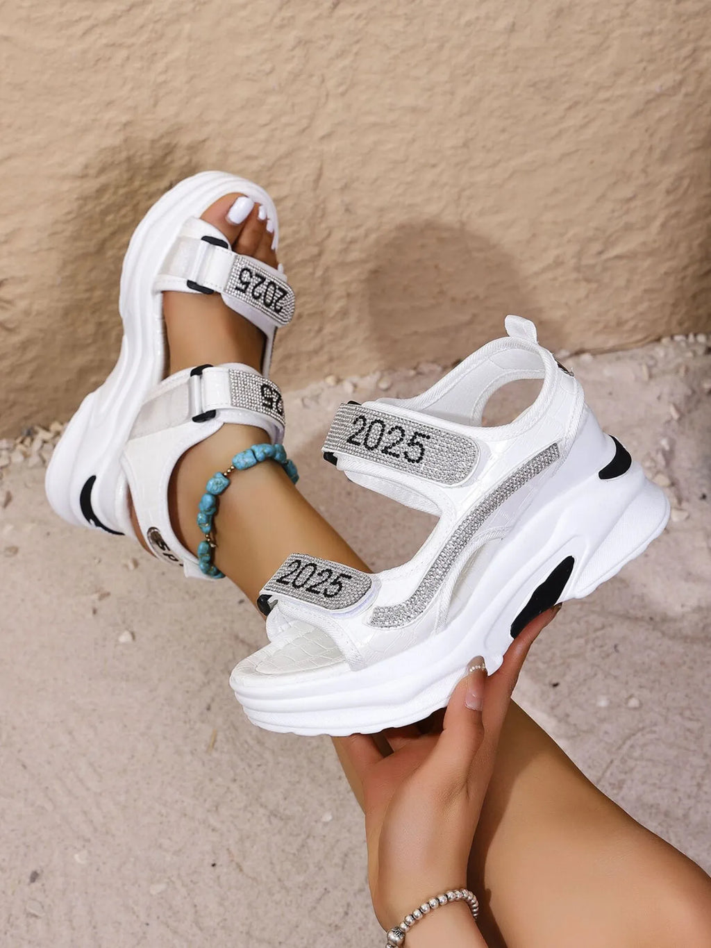 2025 Rhinestone Platform Sandals by Trendsi