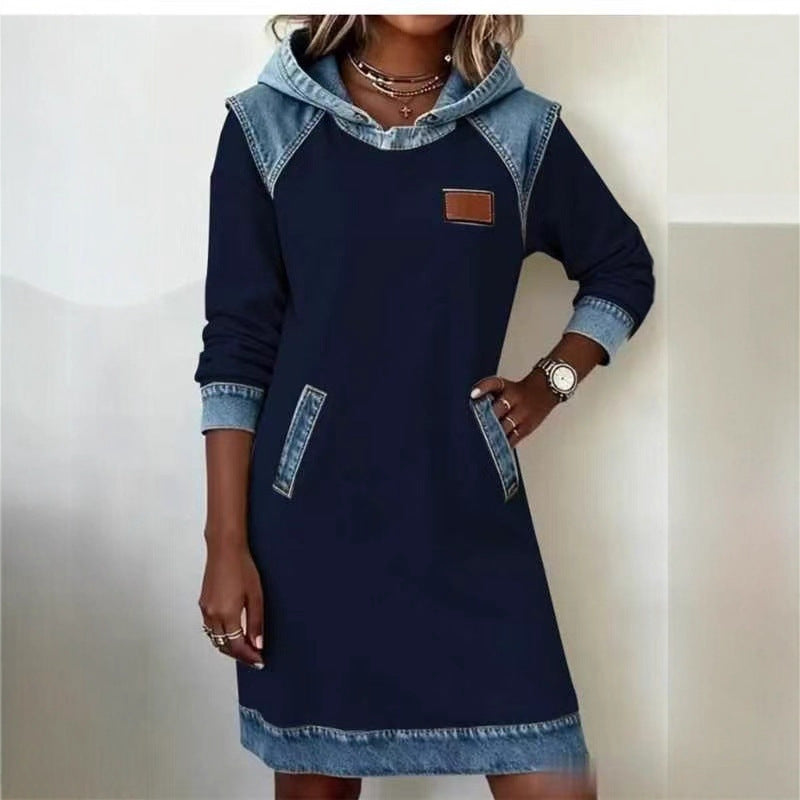 Best Seller Denim Color Matching Ladies Hoodie Skirt by DC-THE CEO