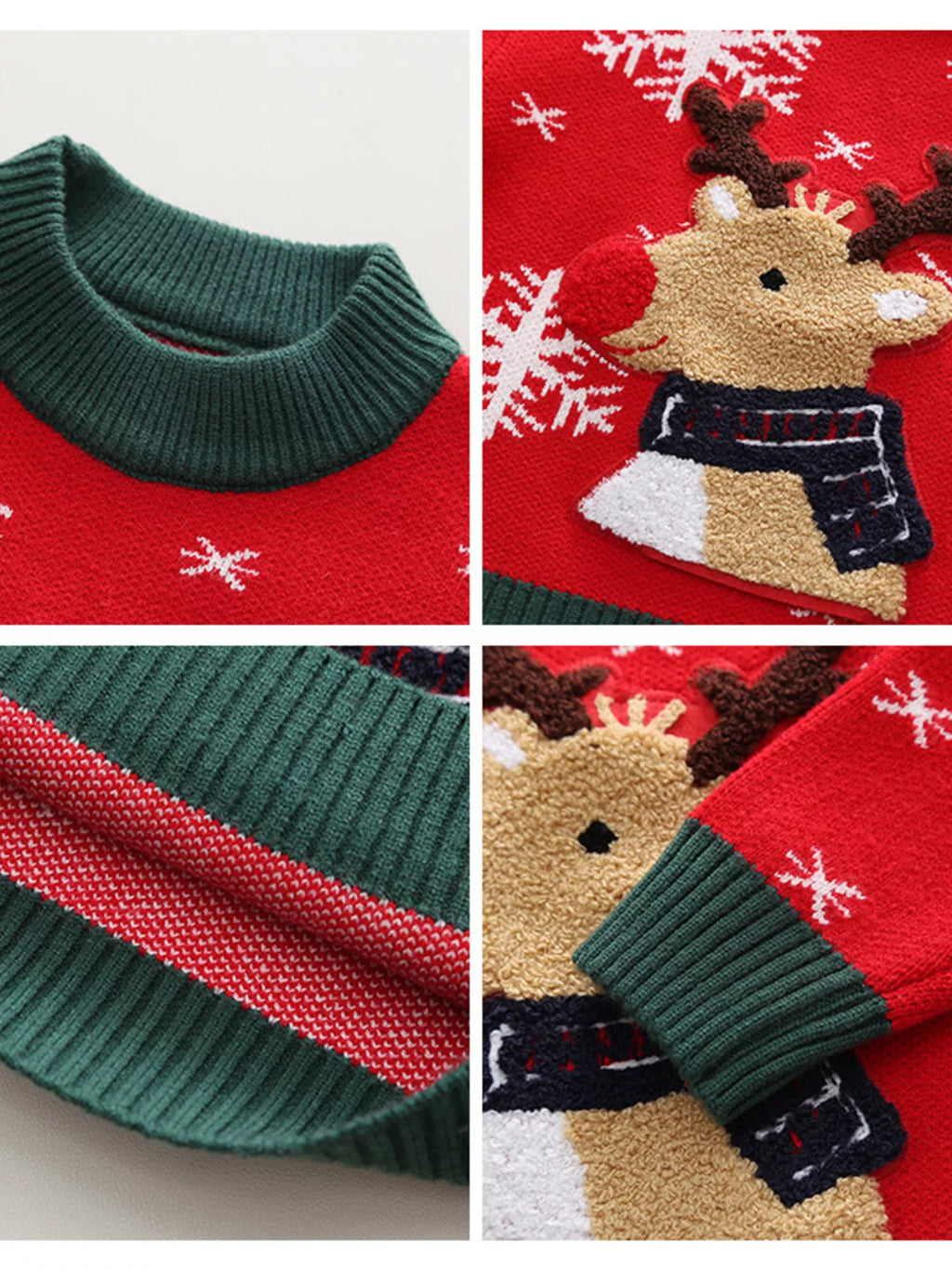 Children's Christmas Reindeer Snowflake Knitted Sweater by Trendsi
