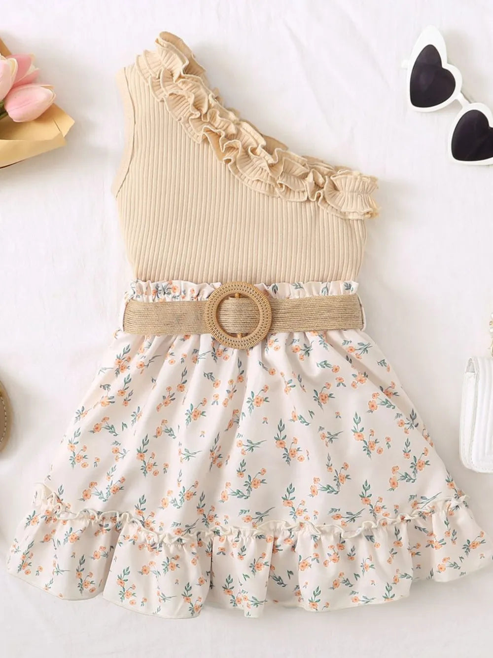 Single Shoulder Top and Printed Skirt Set by Trendsi