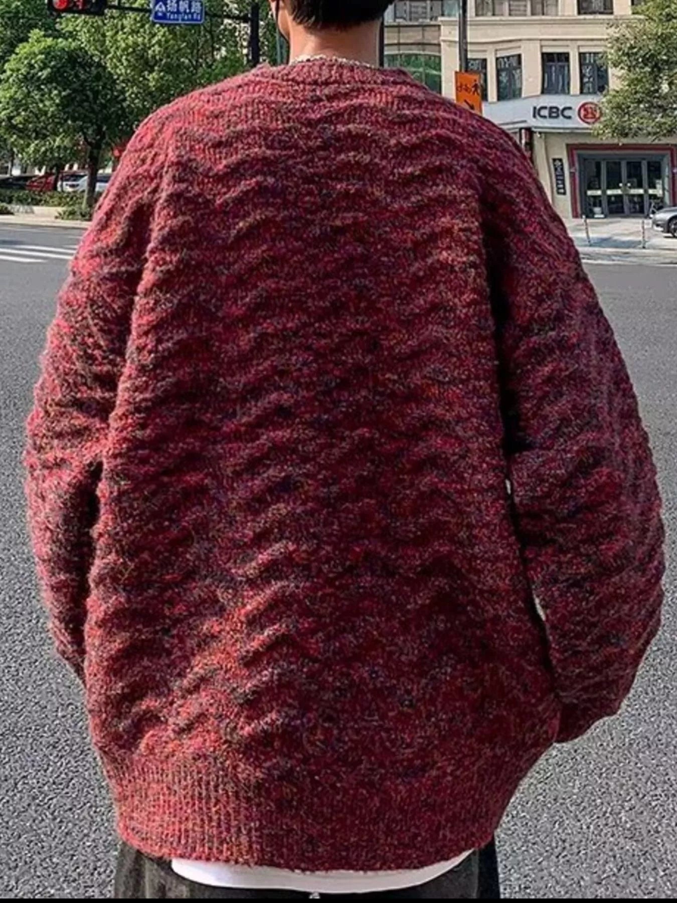 Men's Textured Knit Pullover Sweater by Trendsi