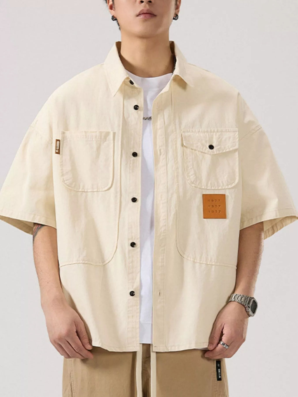 Men's Full Size Casual Short Sleeve Shirt Plus Size by Trendsi