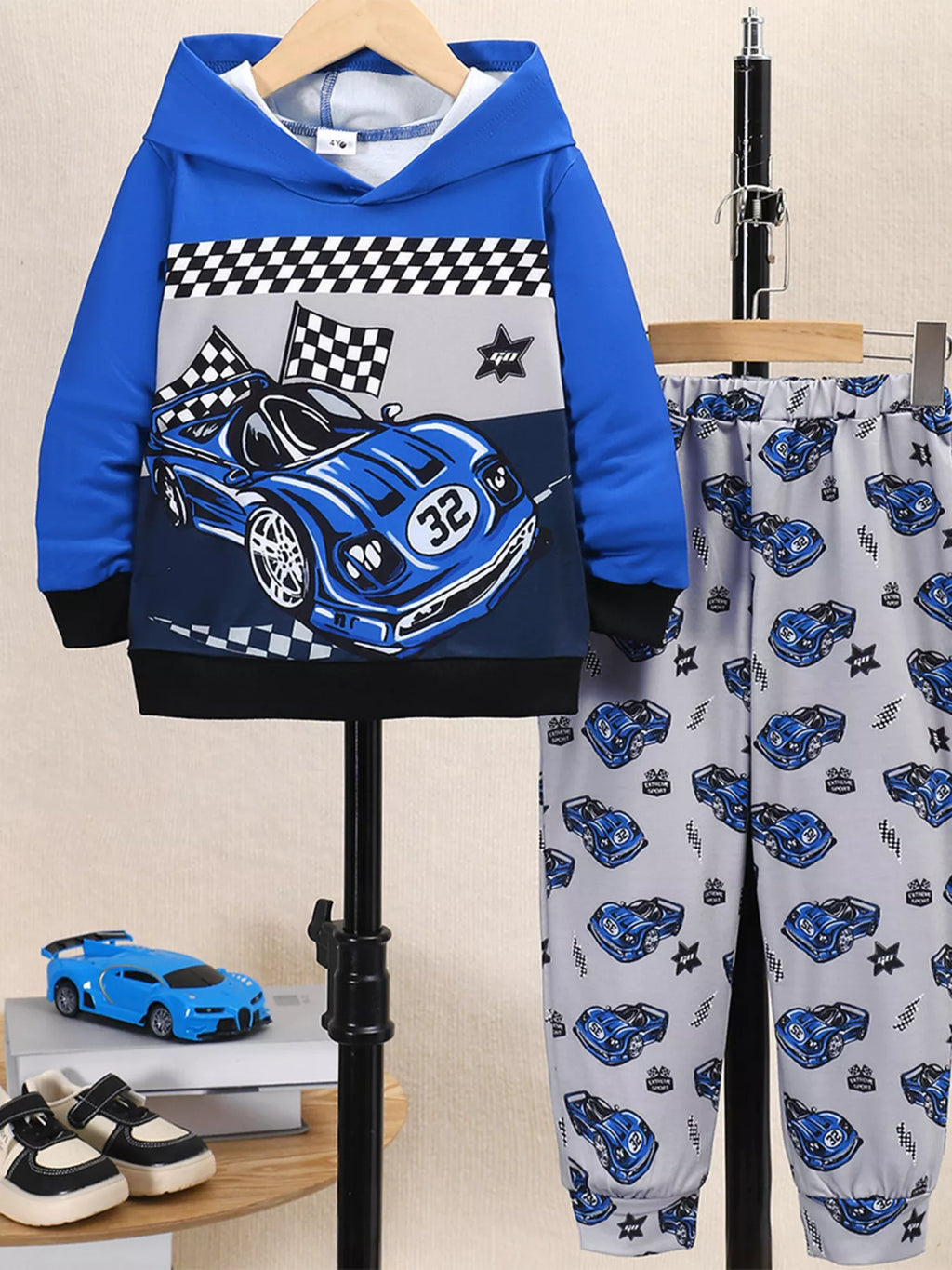 Children's Racing Car Hoodie & Pants Set by Trendsi