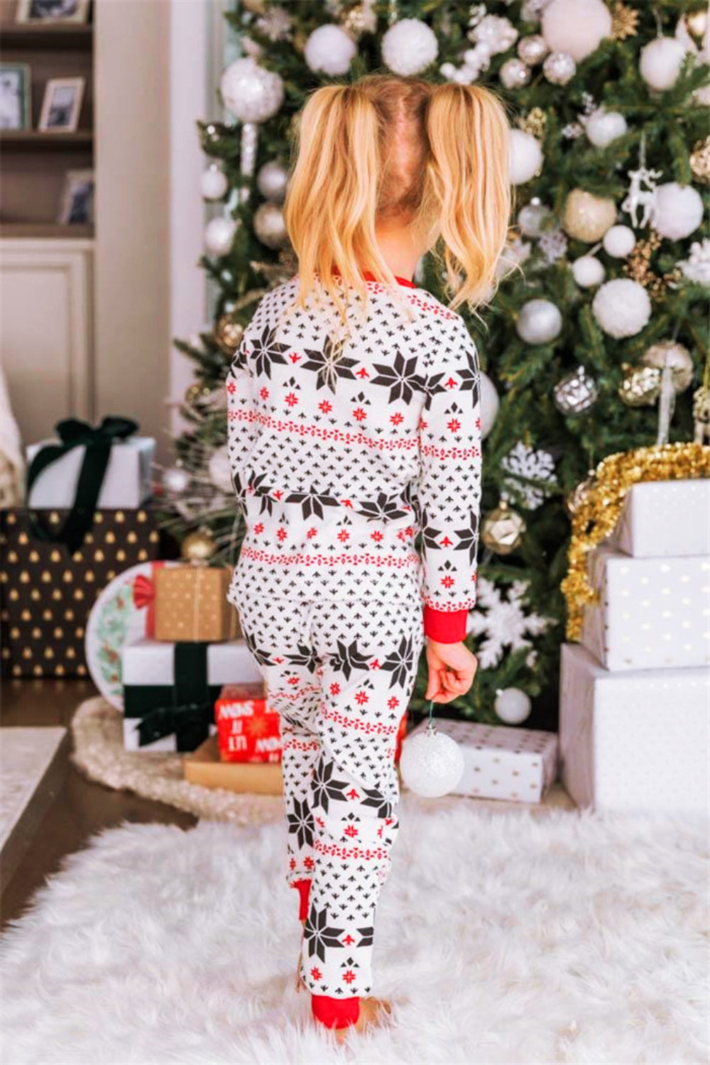 Snowflake Pattern Top and Pants Set by Trendsi