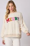 Letter Rhinestone Long Sleeve Pullover Hoodie Round Neck by DC-THE CEO