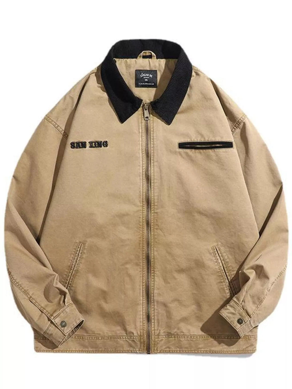 Men's Plus Size Zip Up Long Sleeve Jacket by Trendsi