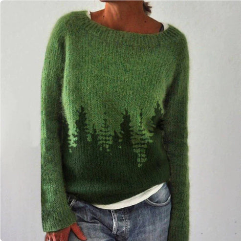 Women's Fashion Round Neck Multicolor Loose Leisure Pullover Knitwear Sweater by DC-THE CEO