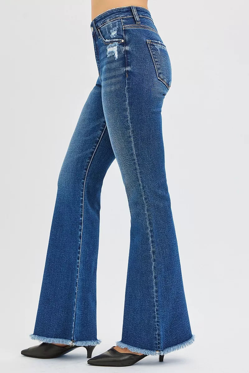RISEN High Rise Flare Jeans by Trendsi