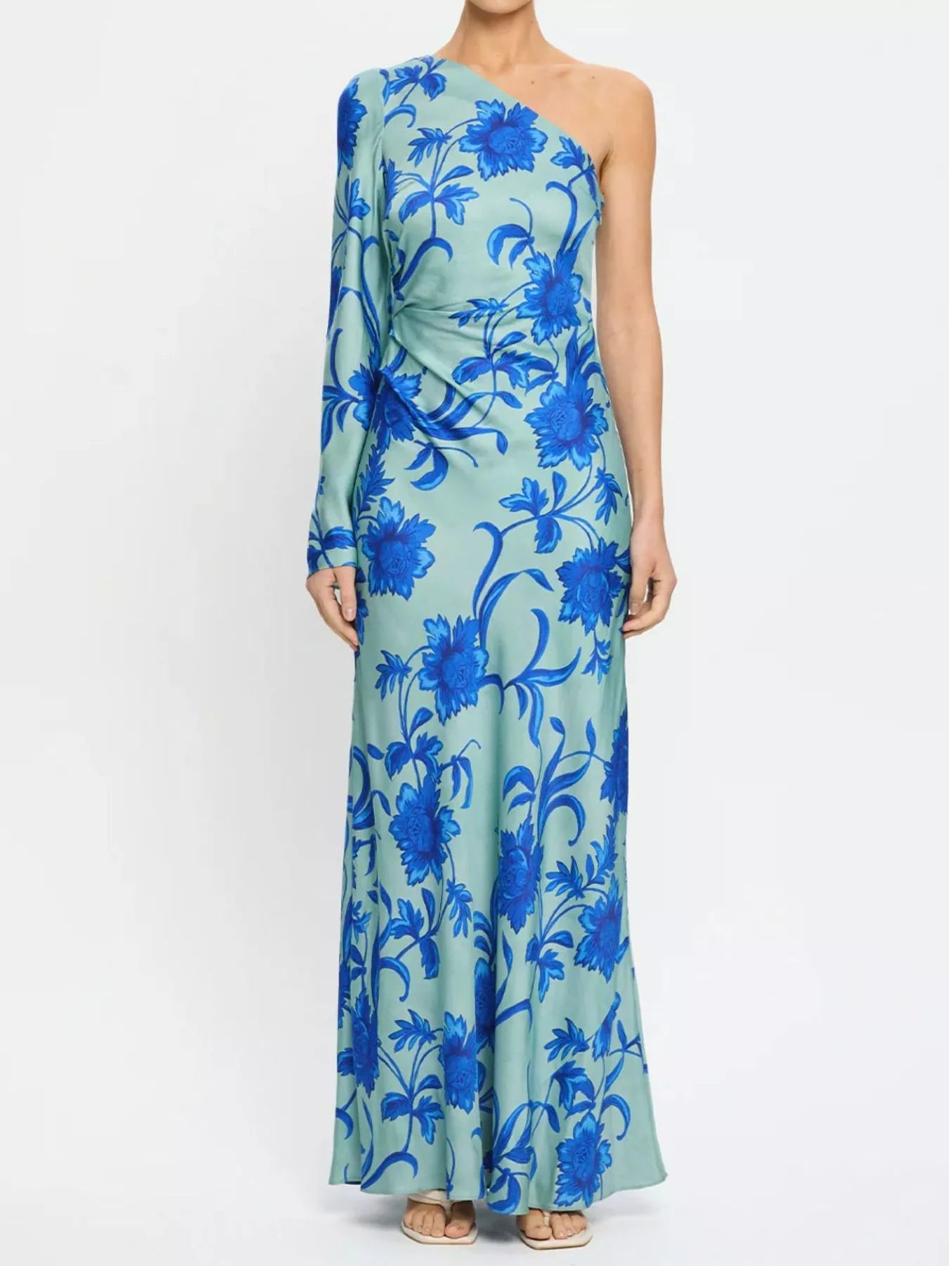 Floral Print One-Shoulder Maxi Dress by Trendsi