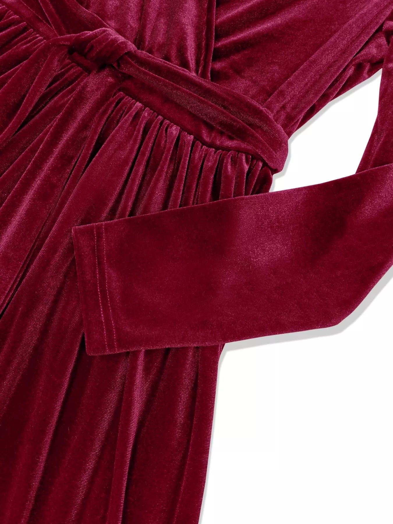 Velvet Wrap Surplice Maxi Dress by Trendsi